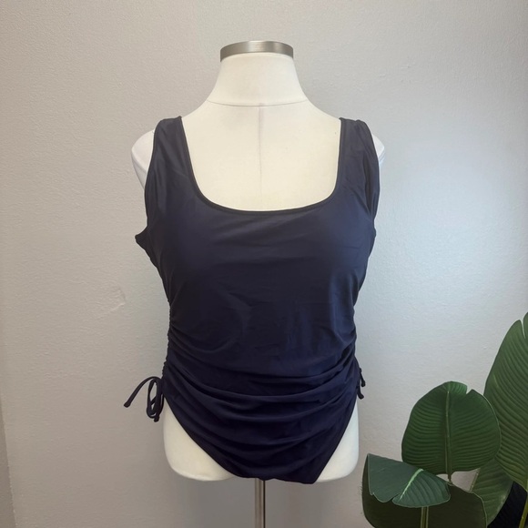 J. Crew Navy Ruched Side-Tie Swimsuit - New - Size 22 - Picture 3 of 5